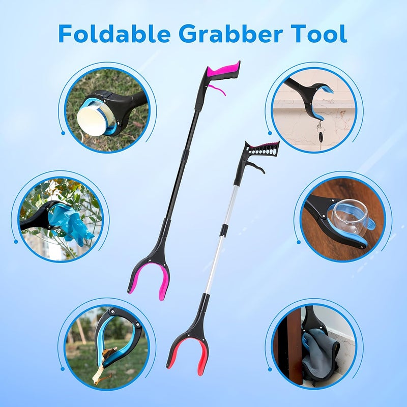 POPDA Grabber Reacher Tool - 32” Extra Long Foldable Gripper and Reaching Tool - Heavy Duty Pick Up Stick Grabbers for Seniors, Trash, Surgery Recovery Must Haves Gifts (Black Purple) - Image 5
